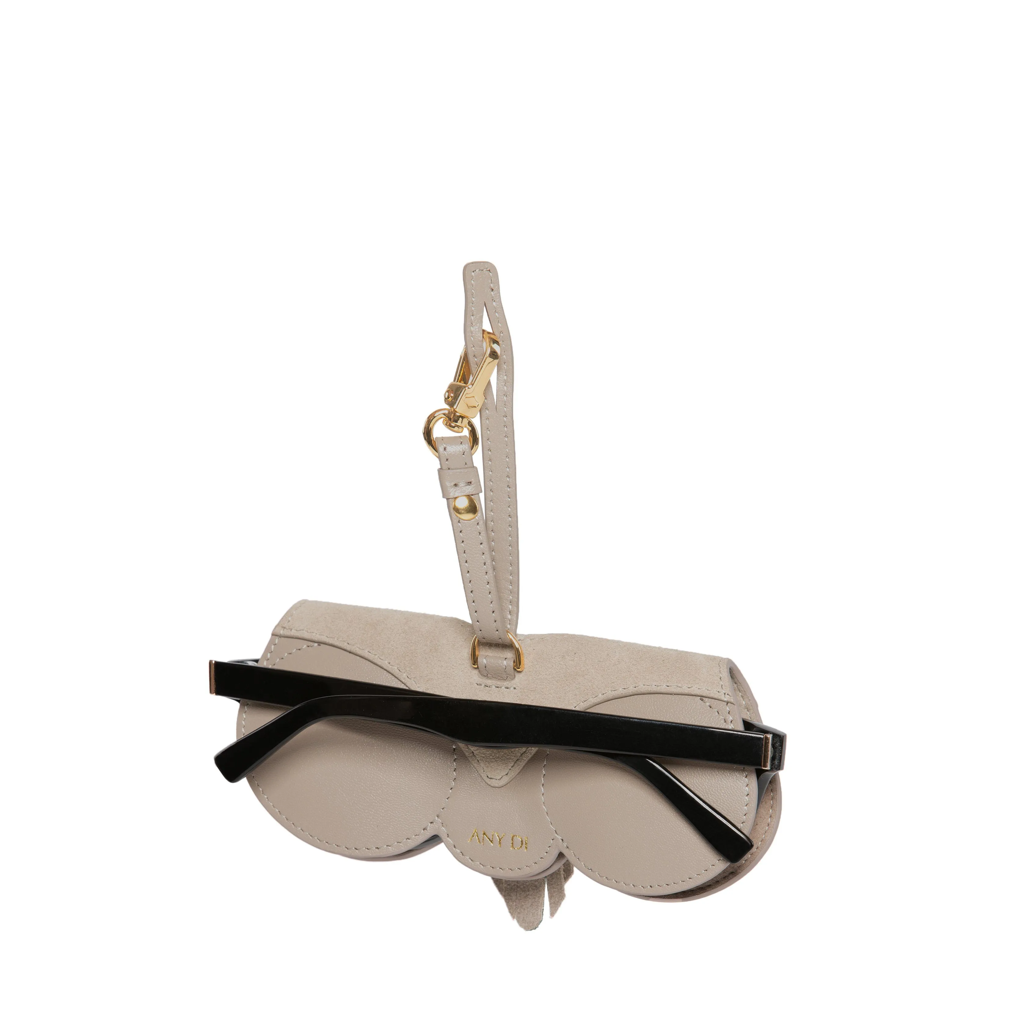 Sunglasses Case |  Taupe Fringes |  Leather 24K Gold Plated