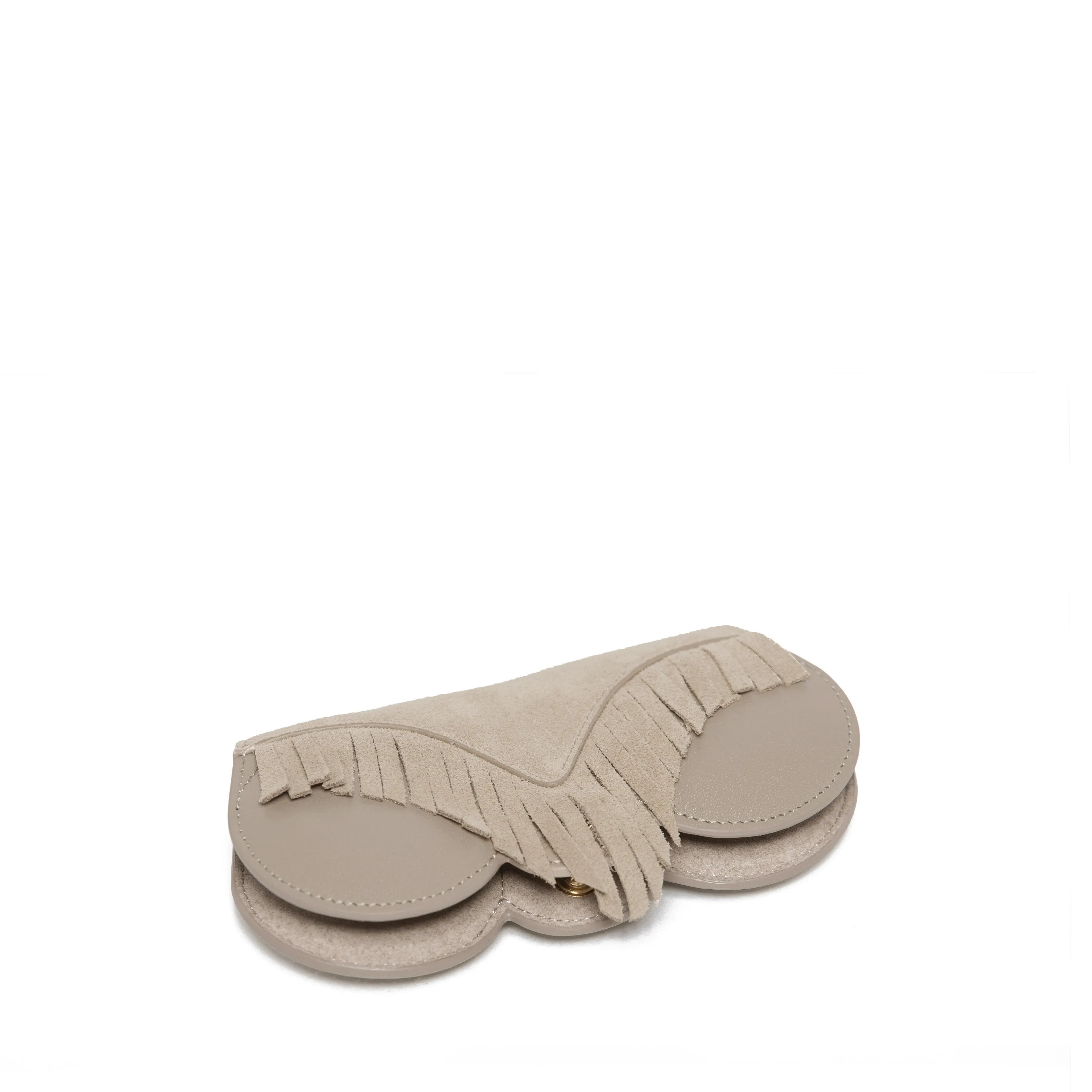 Sunglasses Case |  Taupe Fringes |  Leather 24K Gold Plated