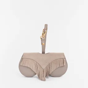 Sunglasses Case |  Taupe Fringes |  Leather 24K Gold Plated
