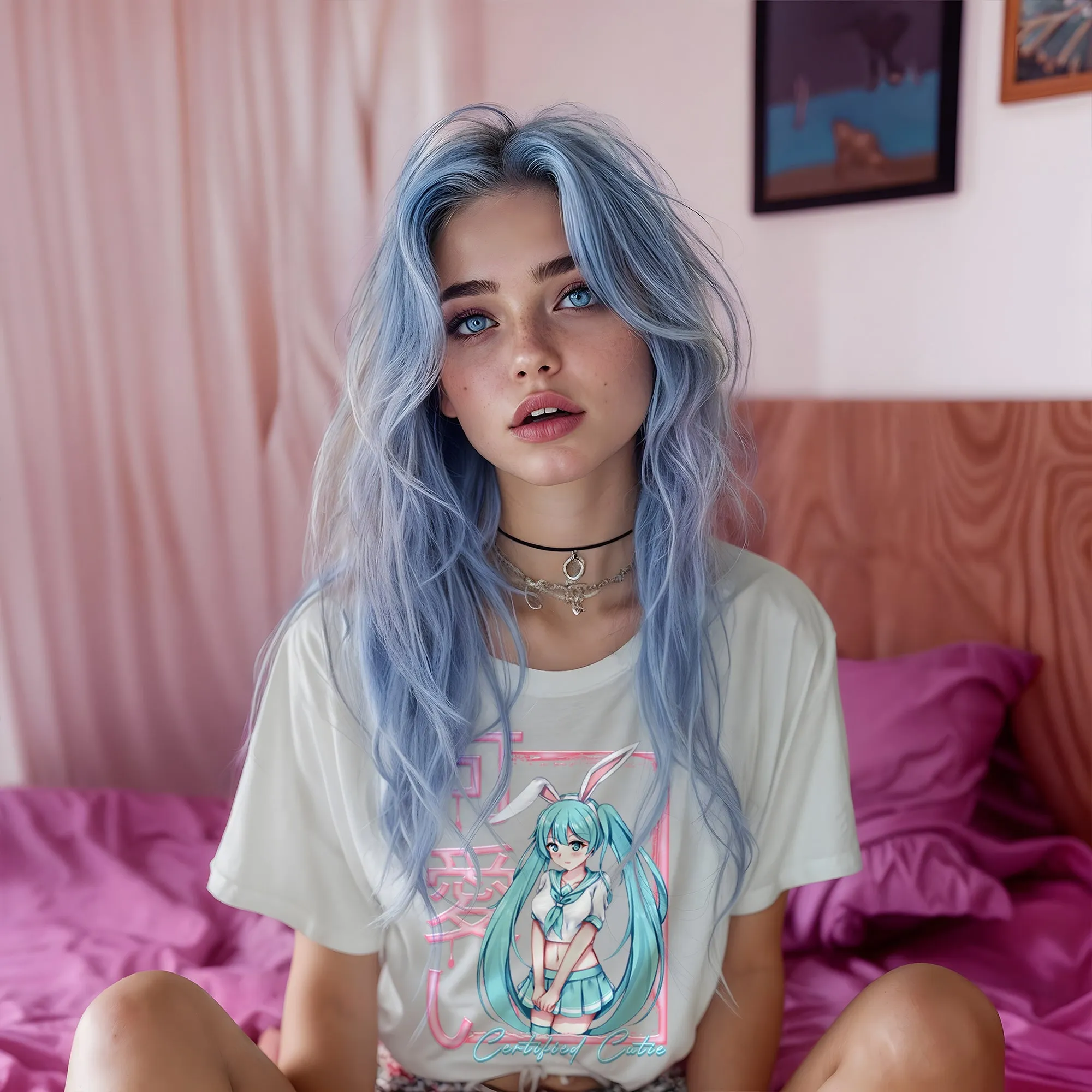 Unleash Your Inner Anime Thirst Trap: Epic Bunnygirl Oversized Cotton T-Shirt