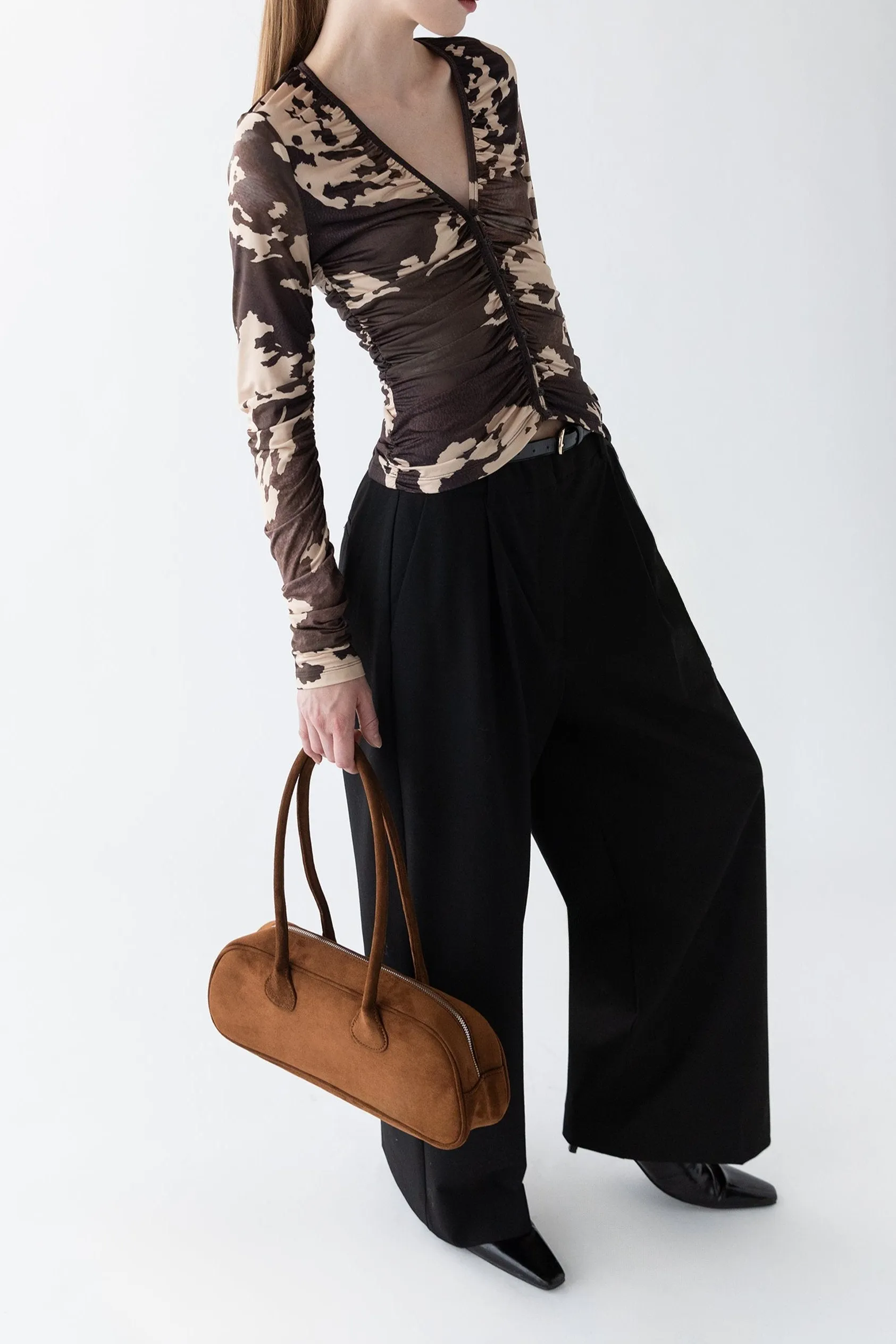 VEGAN SUEDE BOWLER BAG