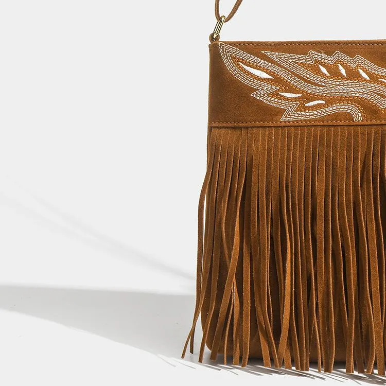 Western Cowboy Brown Fringe Crossbody Bag