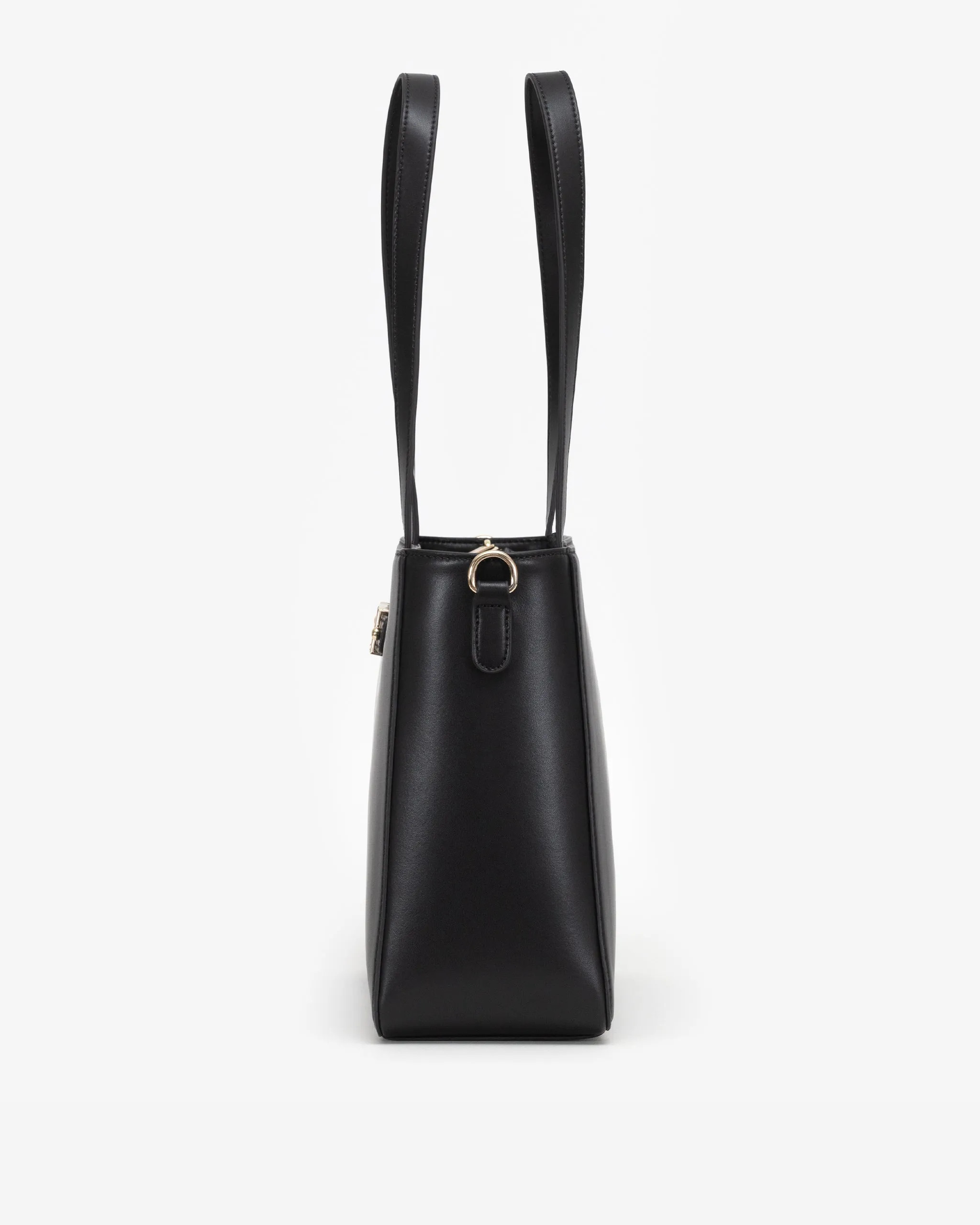 Wide Tote in Black/Gold with Personalised Hardware