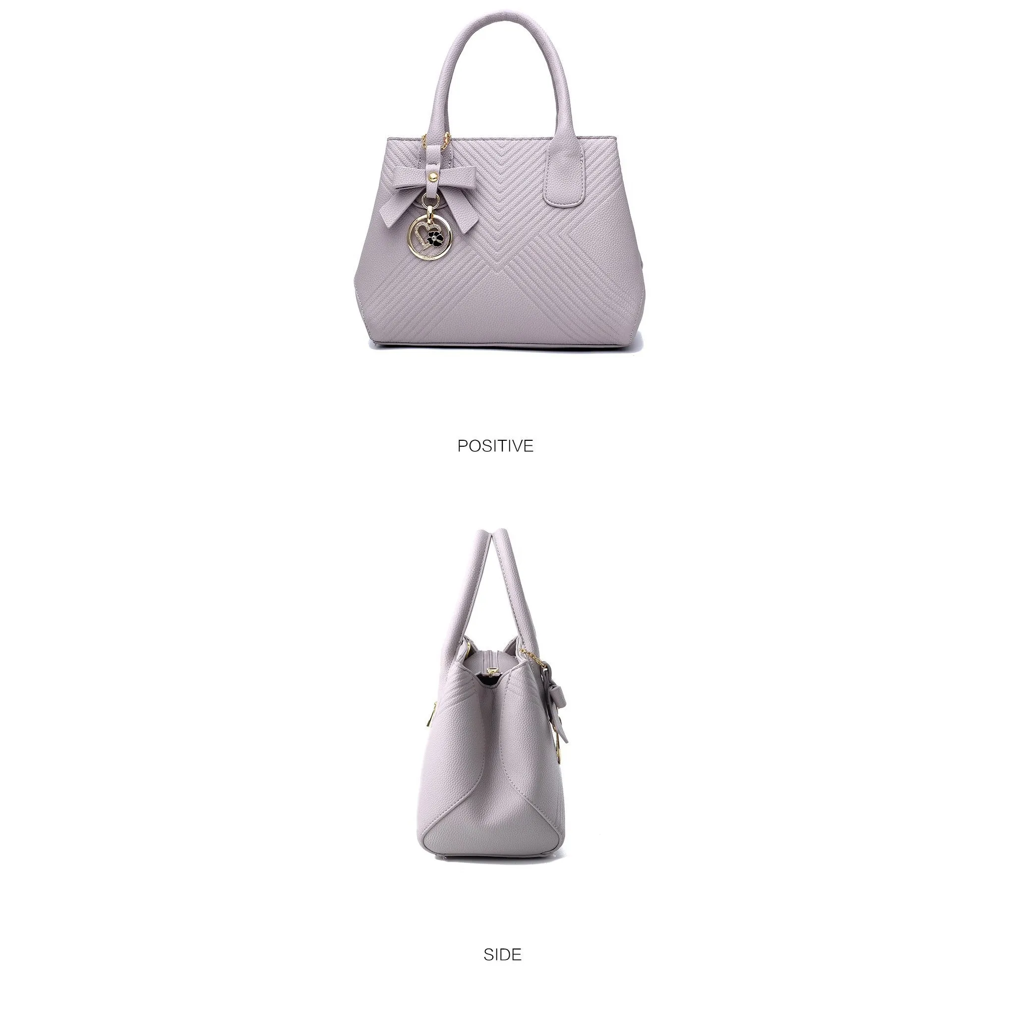 Women Quilted Faux-Leather Handbag with a Heart Shaped Tassel