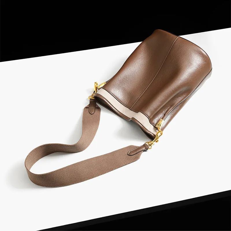 Womens Casual Brown Genuine Leather Shoulder Tote Bags Handbags for Women