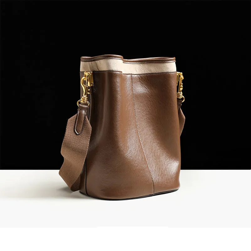 Womens Casual Brown Genuine Leather Shoulder Tote Bags Handbags for Women
