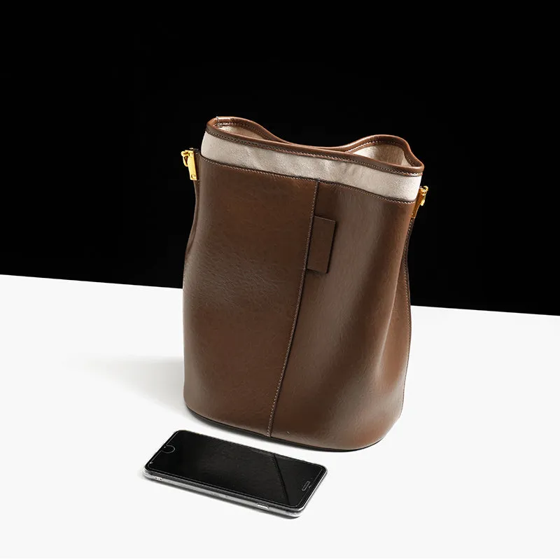 Womens Casual Brown Genuine Leather Shoulder Tote Bags Handbags for Women