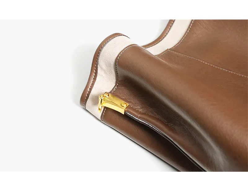 Womens Casual Brown Genuine Leather Shoulder Tote Bags Handbags for Women