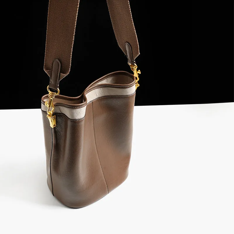 Womens Casual Brown Genuine Leather Shoulder Tote Bags Handbags for Women
