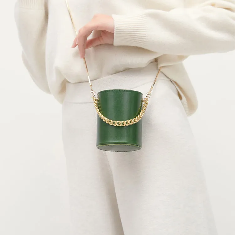 Womens Small Red Leather Crossbody Bucket Bag Handbags Purse for Women