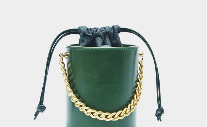 Womens Small Red Leather Crossbody Bucket Bag Handbags Purse for Women