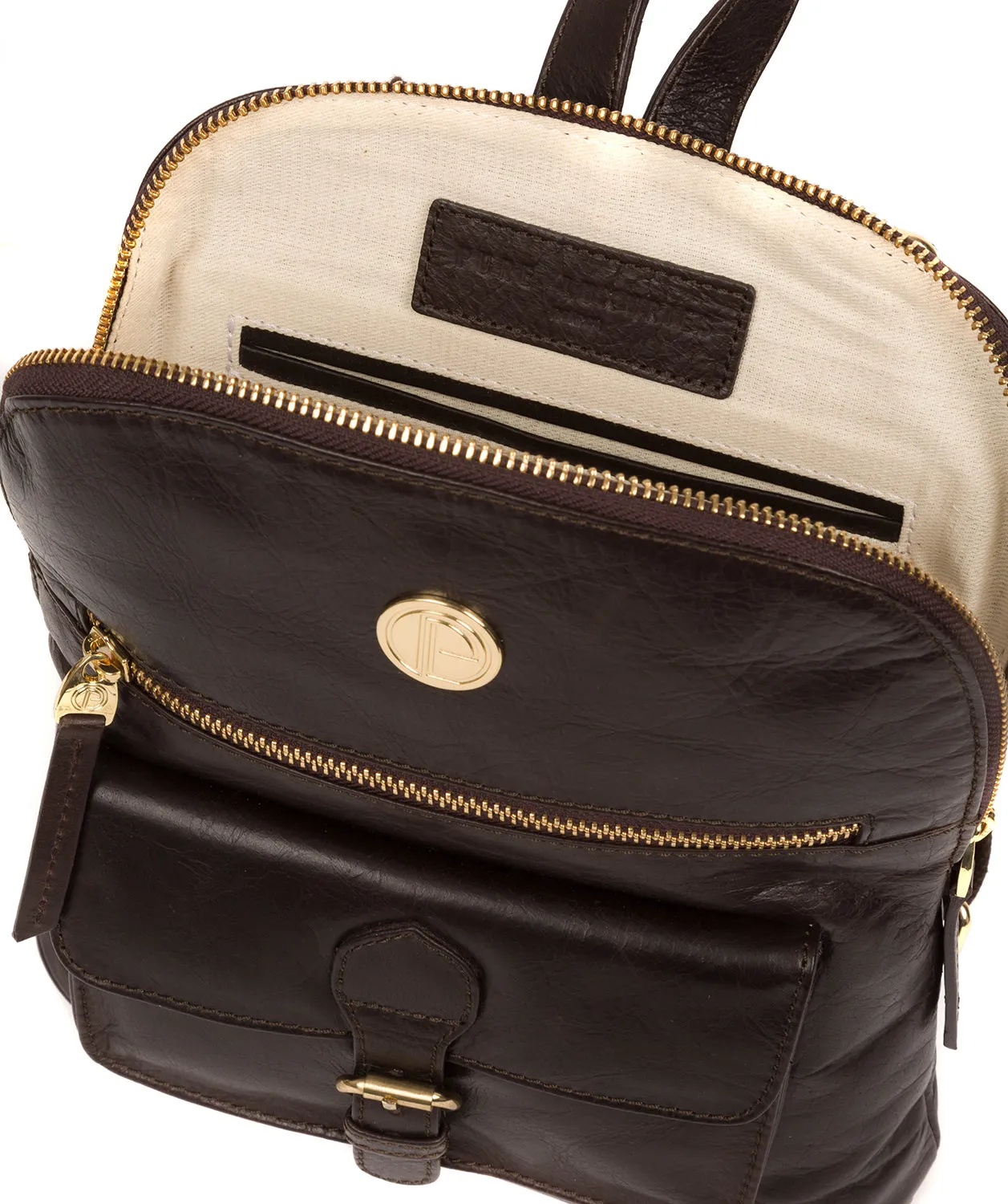 'Zinnia' Dark Brown Leather Backpack