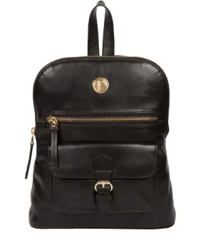 'Zinnia' Jet Black Leather Backpack